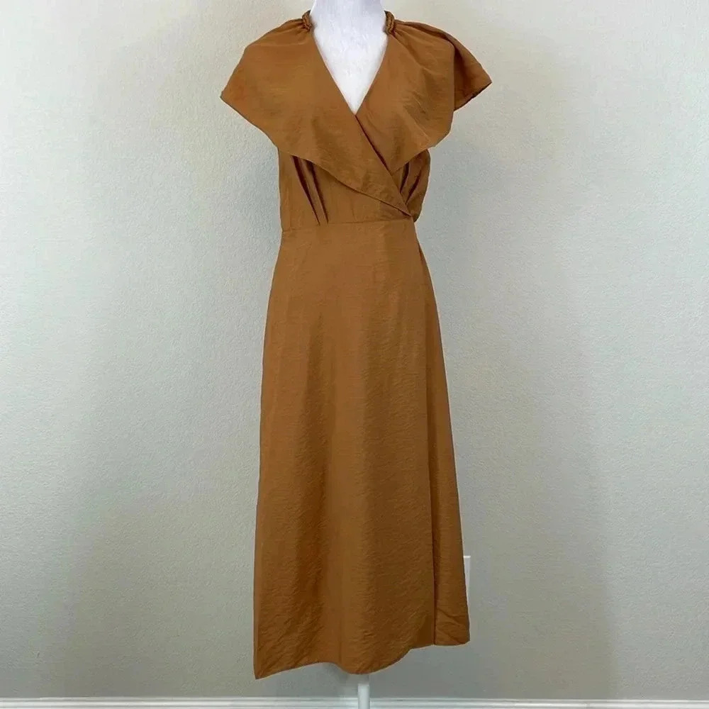 Vince‎ camel brown maxi wrap dress size xxs